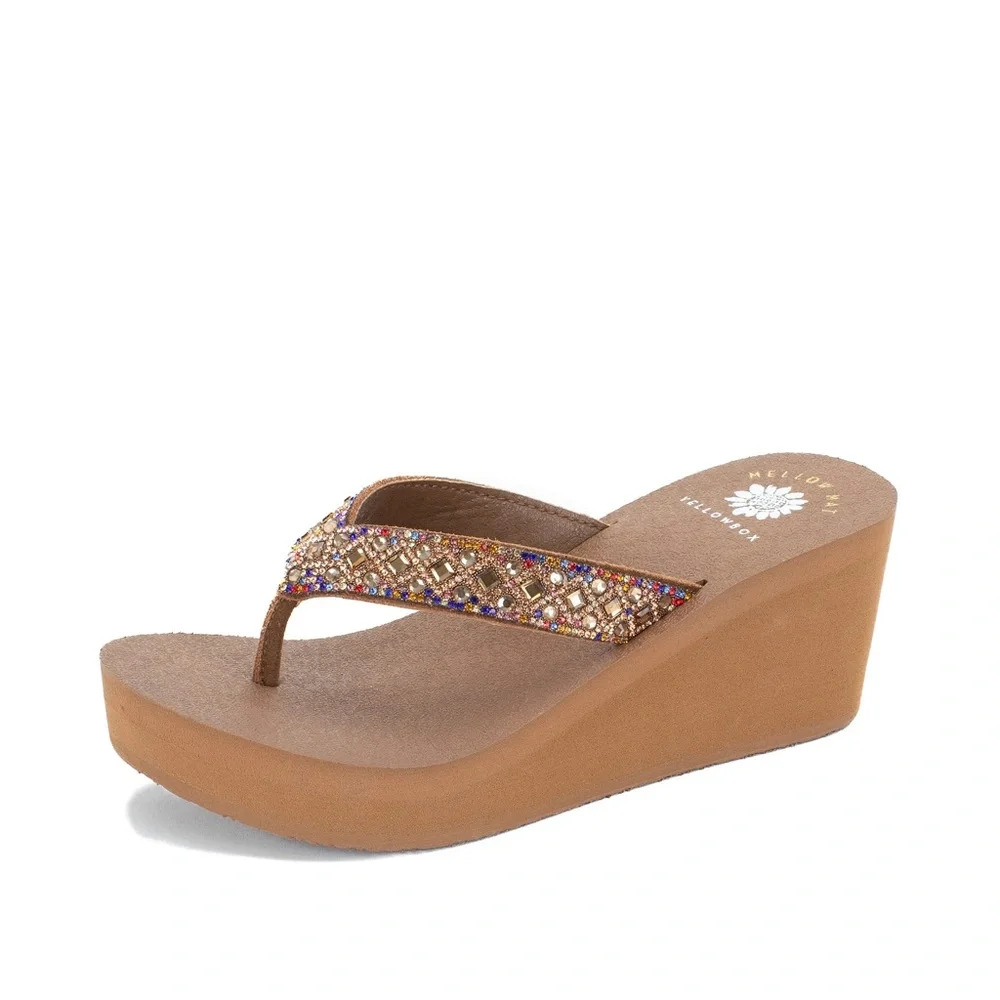 Yellow box flip flops wayra color toast medium width - Picture 1 of 6